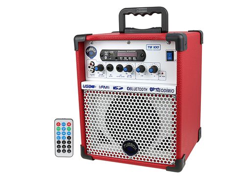 CAIXA MULTI USO 5 POLEGADAS 40W COM BLUETOOTH BIVOLT TB 100 VERMELHA TURBOX