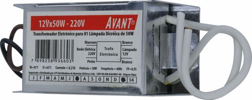 TRANSFORMADOR ELETRONICO 50W X 12V 220V AVANT