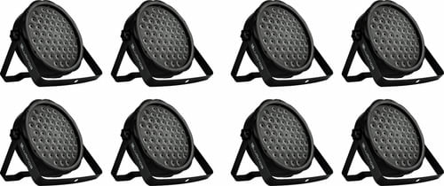 KIT 8 REFLETOR LED PAR 64 54 LEDS 2W RGBW SLIM 54X2 RGBW LUMINOS