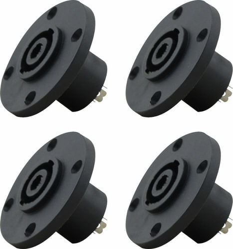 KIT 4 CONECTOR SPEAKON FEMEA 4V REDONDO PAINEL TOZZ