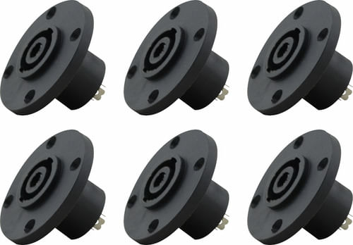 KIT 6 CONECTOR SPEAKON FEMEA 4V REDONDO PAINEL TOZZ