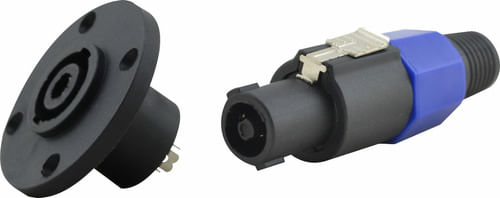 KIT CONECTOR MACHO SPEAKON AZUL 4 POLOS COM CONECTOR FEMEA SPEAKON REDONDO TOZZ