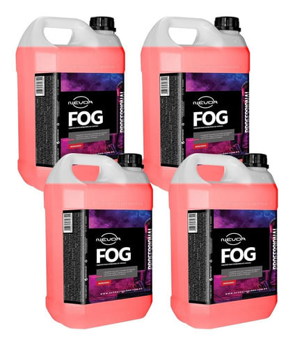 KIT 4 LIQUIDO PARA MAQUINA DE FUMACA 5 LITROS MORANGO SUPER NEVOA