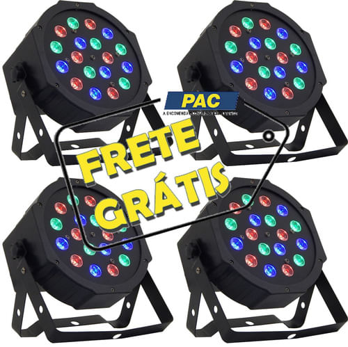 KIT 4 REFLETOR 18 LEDS DE 1W DMX DIGTAL SLIM SKF181 INFINITY