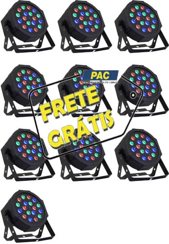 KIT 10 KIT 4 REFLETOR 18 LEDS DE 1W DMX DIGTAL SLIM SKF181 INFINITY