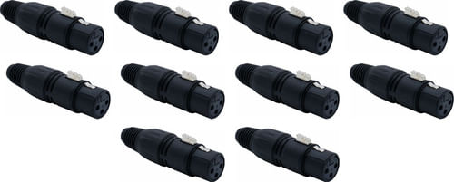 KIT 10 CONECTOR XLR CANON FEMEA PRETO SK013 CSR