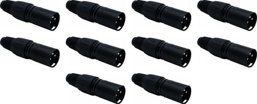 KIT 10 CONECTOR XLR CANON MACHO PRETO SK014 CSR