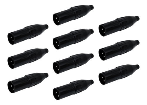 KIT 10 CONECTOR XLR CANON MACHO PRETO CSR 1030 BK CSR