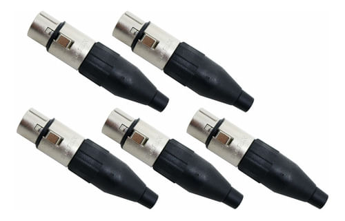 KIT 5 CONECTOR XLR CANON FEMEA NIQUELADO SA2X