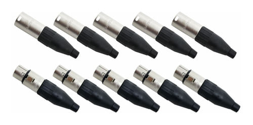 KIT 10 CONECTOR XLR CANON MACHO E FEMEA NIQUELADO SA2X