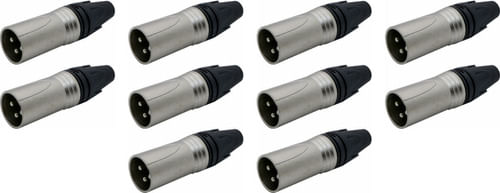 KIT 10 CONECTOR XLR CANON MACHO TIPO NEUTRIK PRETO Q-284 CSR