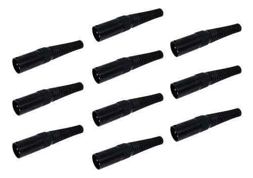 KIT 10 CONECTOR XLR CANON MACHO PRETO Q-12 BK CSR