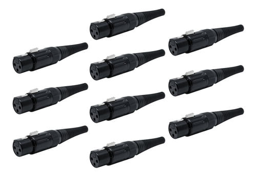 KIT 10 CONECTOR XLR CANON FEMEA PRETO Q-11 BK CSR