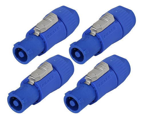 KIT 4 CONECTOR POWERCON MACHO IN 3 VIAS AZUL PRATT