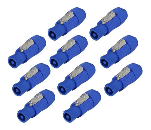 KIT 10 CONECTOR POWERCON MACHO IN 3 VIAS AZUL PRATT