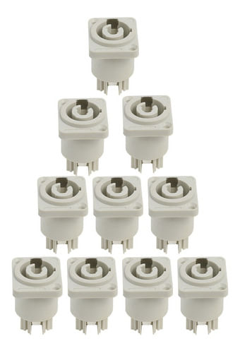 KIT 10 CONECTOR POWERCON OUT 3 VIAS FEMEA QUADRADO PAINEL BRANCO PRATT