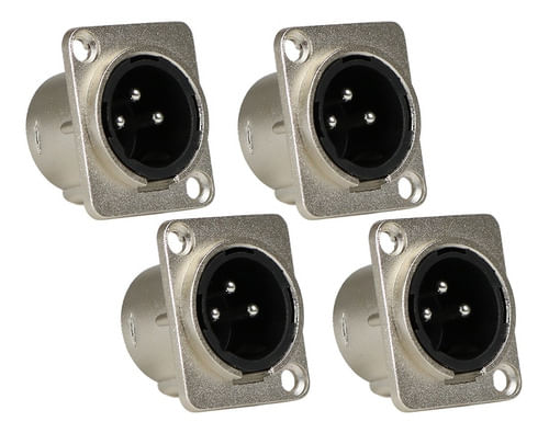 KIT 4 CONECTOR XLR CANON MACHO PARA PAINEL 3 PINOS SA2X