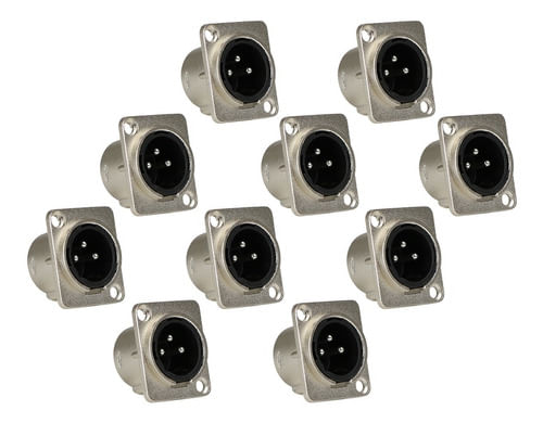KIT 10 CONECTOR XLR CANON MACHO PARA PAINEL 3 PINOS SA2X