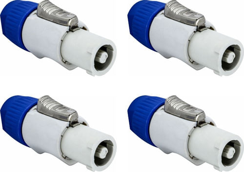KIT 4 CONECTOR POWERCON MACHO OUT 3 VIAS BRANCO PRATT