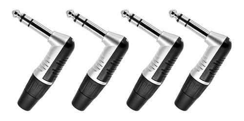 KIT 4 PLUG P10 STEREO NIQUELADO ANGULADO CACHIMBO RP3RC REAN