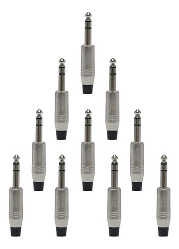 KIT 10 PLUG P10 STEREO NIQUELADO COM MOLA SA2X