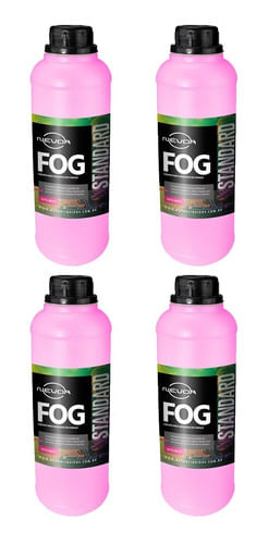 KIT 4 LIQUIDO PARA MAQUINA DE FUMAÇA 1 LITRO FOG LINHA STANDARD TUTTI-FRUTTI NEVOA