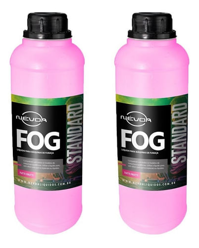 KIT 2 LIQUIDO PARA MAQUINA DE FUMAÇA 1 LITRO FOG LINHA STANDARD TUTTI-FRUTTI NEVOA