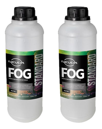 KIT 2 LIQUIDO PARA MAQUINA DE FUMAÇA 1 LITRO FOG LINHA STANDART NEUTRO NEVOA