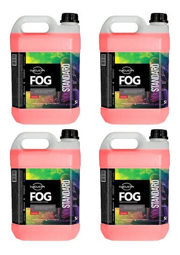 KIT 4 LIQUIDO PARA MAQUINA DE FUMAÇA 5 LITROS FOG LINHA STANDARD MORANGO NEVOA