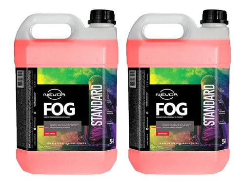 KIT 2 LIQUIDO PARA MAQUINA DE FUMAÇA 5 LITROS FOG LINHA STANDARD MORANGO NEVOA