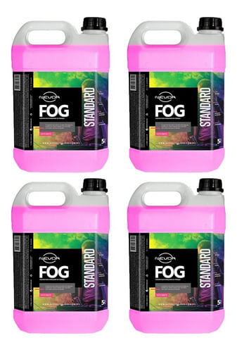 KIT 4 LIQUIDO PARA MAQUINA DE FUMAÇA 5 LITROS FOG LINHA STANDARD TUTTI-FRUTTI NEVOA