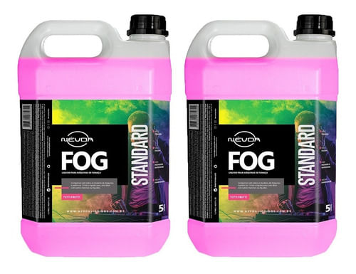 KIT 2 LIQUIDO PARA MAQUINA DE FUMAÇA 5 LITROS FOG LINHA STANDARD TUTTI-FRUTTI NEVOA