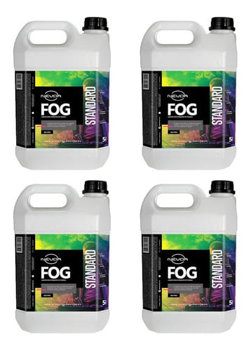 KIT 4 LIQUIDO PARA MAQUINA DE FUMAÇA 5 LITROS FOG LINHA STANDARD NEUTRO NEVOA