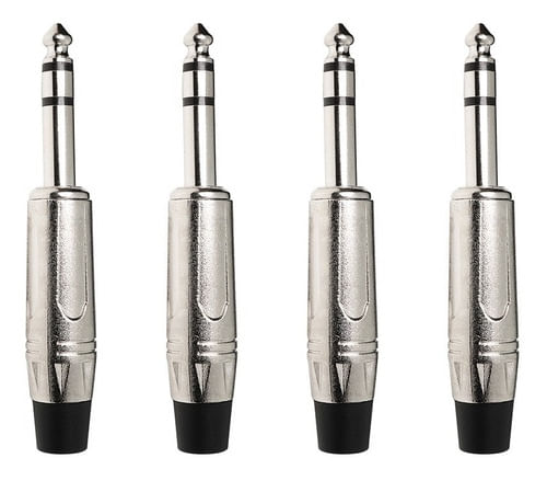 KIT 4 CONECTOR PLUG P10 MACHO ESTEREO NIQUELADO LU-71062S LUMINOS