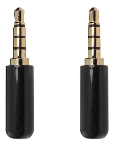KIT 2 CONECTOR PLUG P2 MACHO ESTEREO 4 VIAS 4C PRETO LU-7100114C LUMINOS