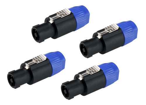 KIT 4 CONECTOR SPEAKON MACHO LINHA 4 VIAS AZUL 64.1.516 MXT