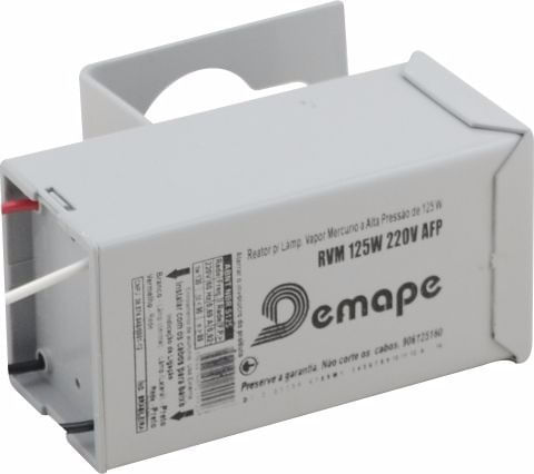 REATOR EXTERNO LAMPADA VAPOR MERCURIO 125W 220V DEMAPE