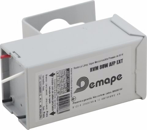 REATOR EXTERNO LAMPADA VAPOR MERCURIO 80W 220V DEMAPE