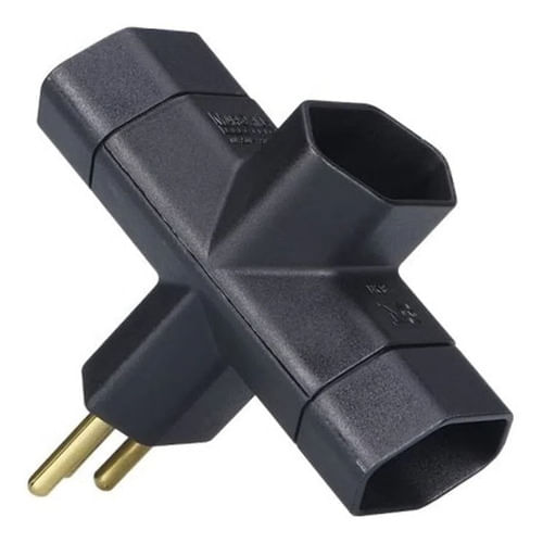 PINO T PARA TOMADA 3 SAIDAS 2P 10A PRETO 13067 MARGIRIUS