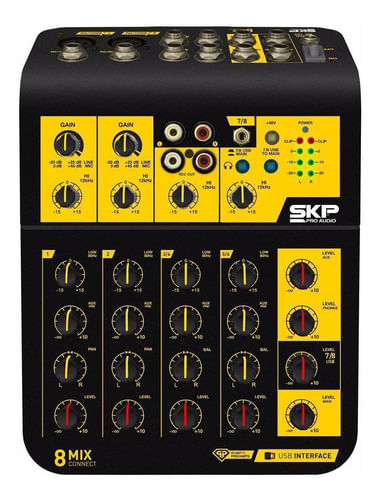 MESA DE SOM 8 CANAIS MIX CONNECT 8 COM INTERFACE SKP