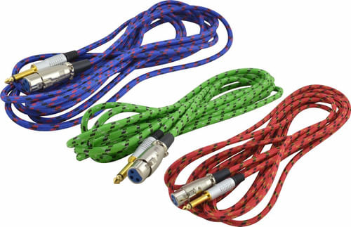 CABO MICROFONE P10 MONO X CANNON XLR FEMEA 5 METROS VERDE CBMC0004  STORM