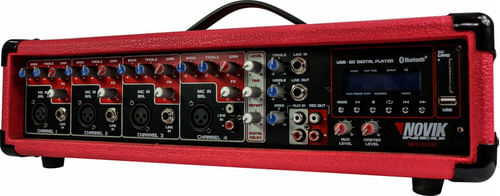 AMPLIFICADOR DE POTENCIA CABECOTE 150W RMS COM MESA DE SOM 4 CANAIS E MP3 BIVOLT NVK-4300BT NOVIK