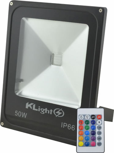 REFLETOR DE LED 50W RGB COM CONTROLE BIVOLT KLIGHT