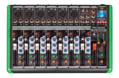 MESA DE SOM 8 CANAIS COM MP3 BLUETOOTH PM-1224 USB PROBASS