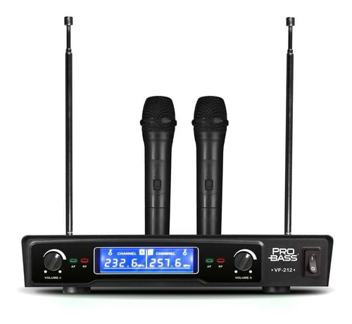 MICROFONE SEM FIO DUPLO DE MAO VHF VF-212 PROBASS