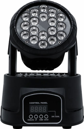 MINI MOVING HEAD 18 LEDS 3W RGB BIVOLT LK294 LUA TEK