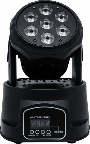 MINI MOVING HEAD 7 LEDS 10W RGBW BIVOLT LK293 LUA TEK