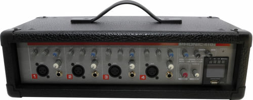 MESA DE SOM AMPLIFICADA 4 CANAIS TIPO CABECOTE 100W COM USB POWERPOD 410 PHONIC