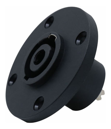 CONECTOR SPEAKON FEMEA 4V REDONDO PAINEL COM TRAVA PEQUENA METALICA 18182 TBLACK