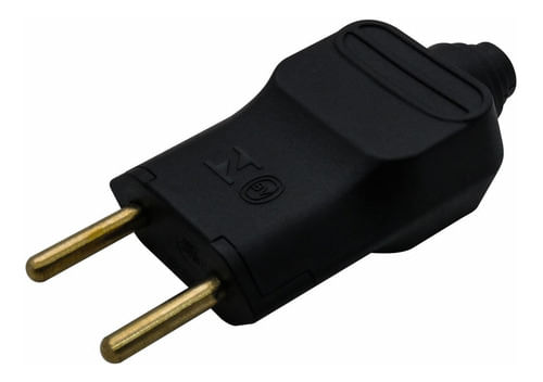PINO CONECTOR MACHO PARA EXTENSAO 10A 2P ROBUSTO PRETO 17722 MARGIRIUS
